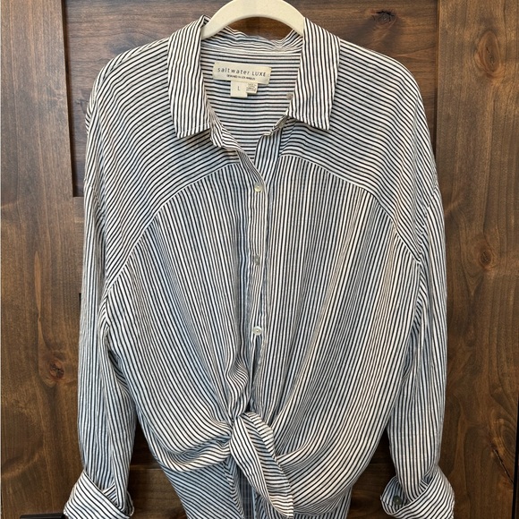 Saltwater LUXE Monochrome Striped womens Shirt - Picture 2 of 5